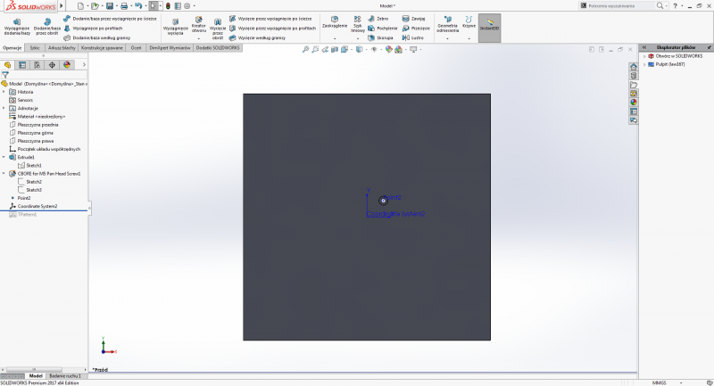 układ współrzędnych solidworks