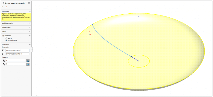 krzywa parametry solidworks