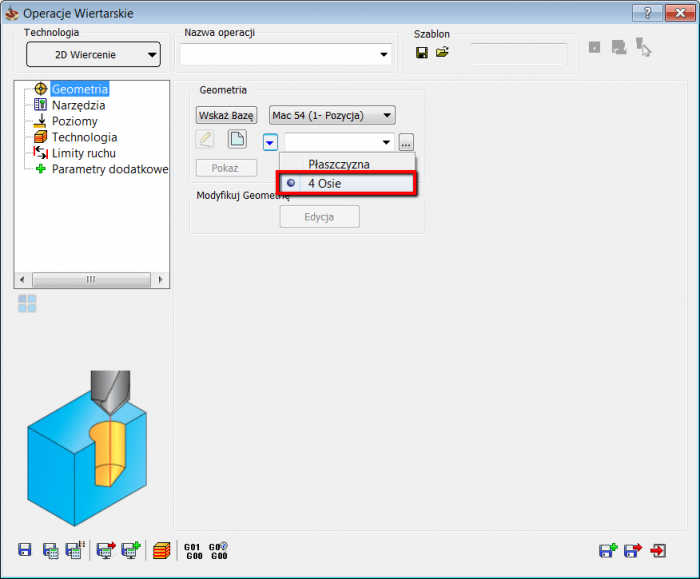 operacje wiertarskie solidcam 4 osie
