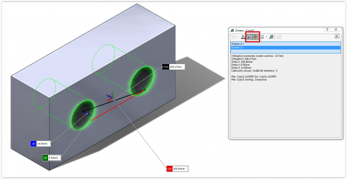 polecenie zmierz punkt do punktu solidworks