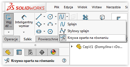 solidworks krzywa oparta na równaniu