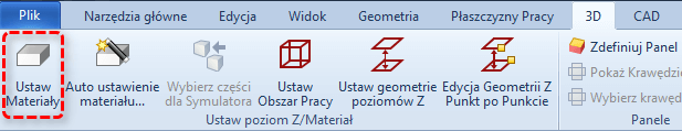 ustaw materiały alphacam