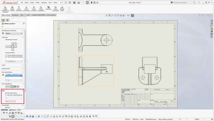 rysunek solidworks skala arkusza