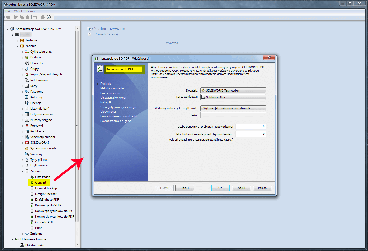solidworks pdm kreator zadań