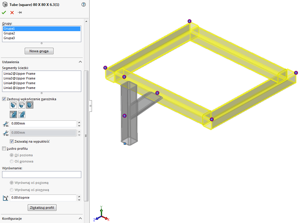 Modelowanie ramy przy użyciu modułu Konstrukcji Spawanych