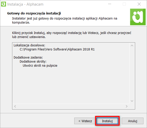 instalacja alphacam