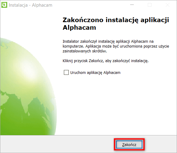 zakończenie instalacji