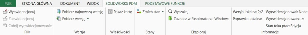 pasek narzędzi integracje solidworks inspection pdm