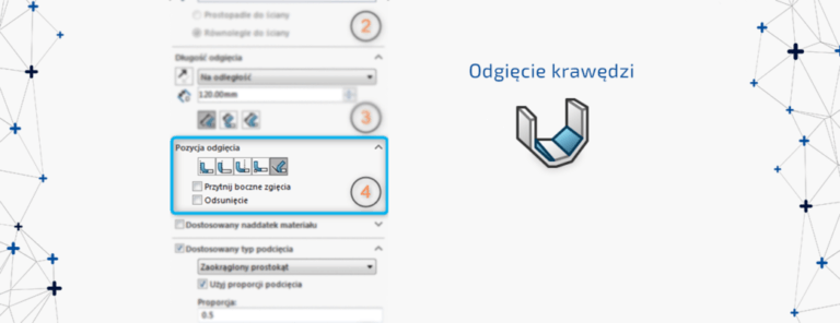Arkusz Blach Odgięcie krawędzi pozycja odgięcia