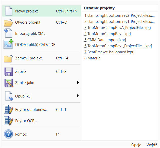 tworzenie nowego projektu solidworks inspection