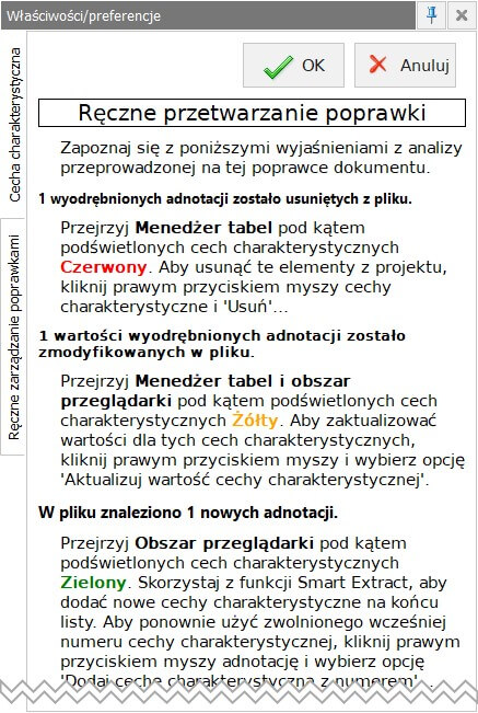 ręczne przetwarzanie poprawki solidworks inspection