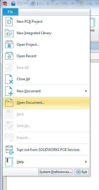 import do solidworks pcb