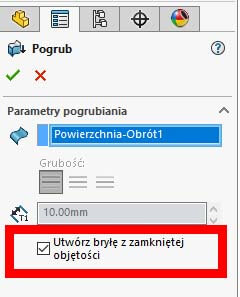 solidworks utwórz bryłe w zamkniętej objętości