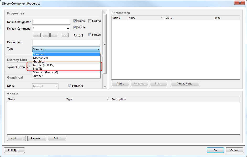 net tie bom pcb solidworks