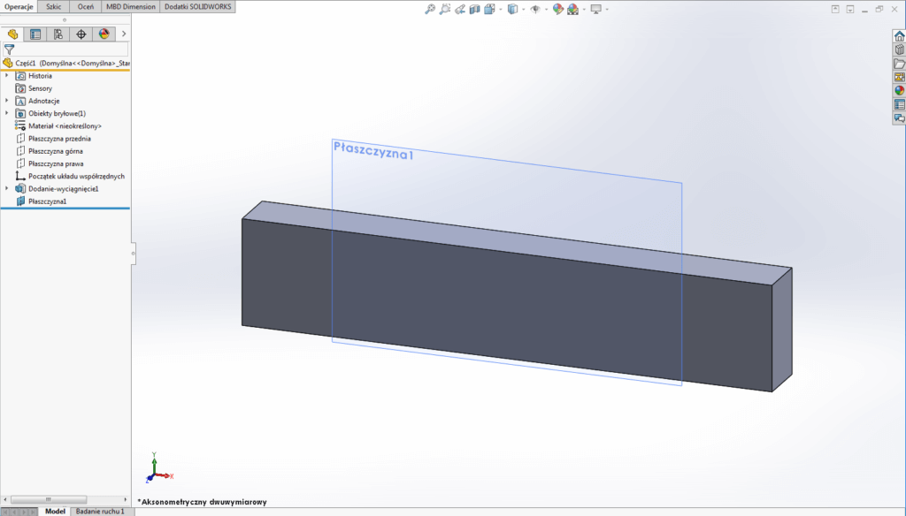 płaszczyzna odniesienie solidworks geometria