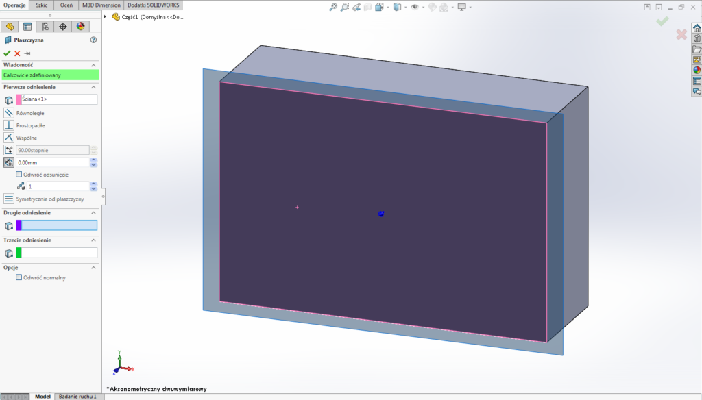 Ściana płaszczyzna solidworks