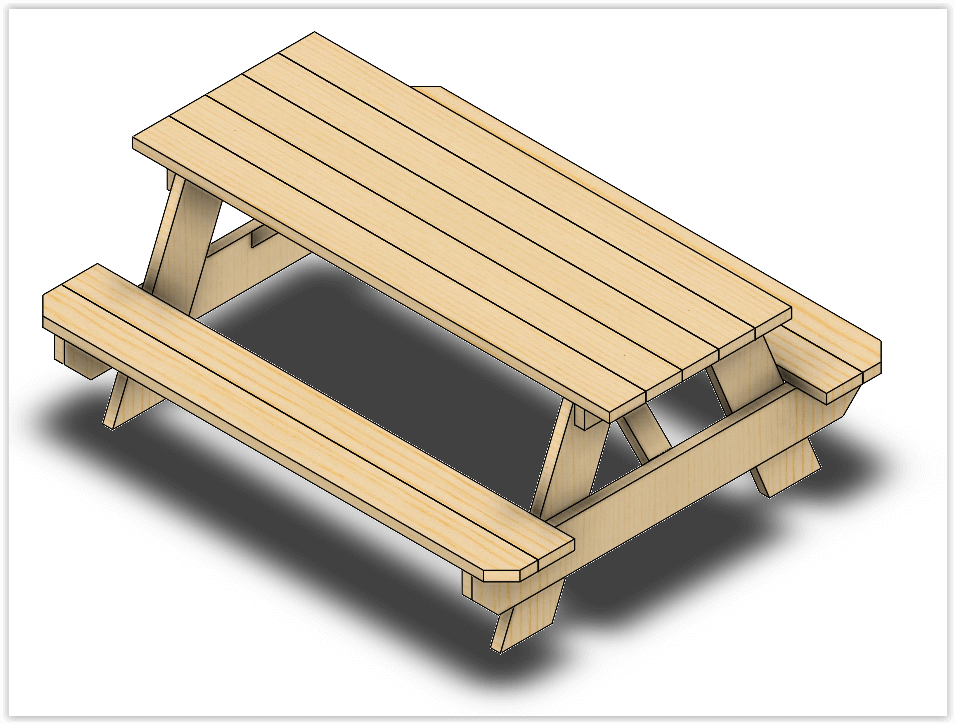stolik drewniany solidworks piknikowy sw dpstoday