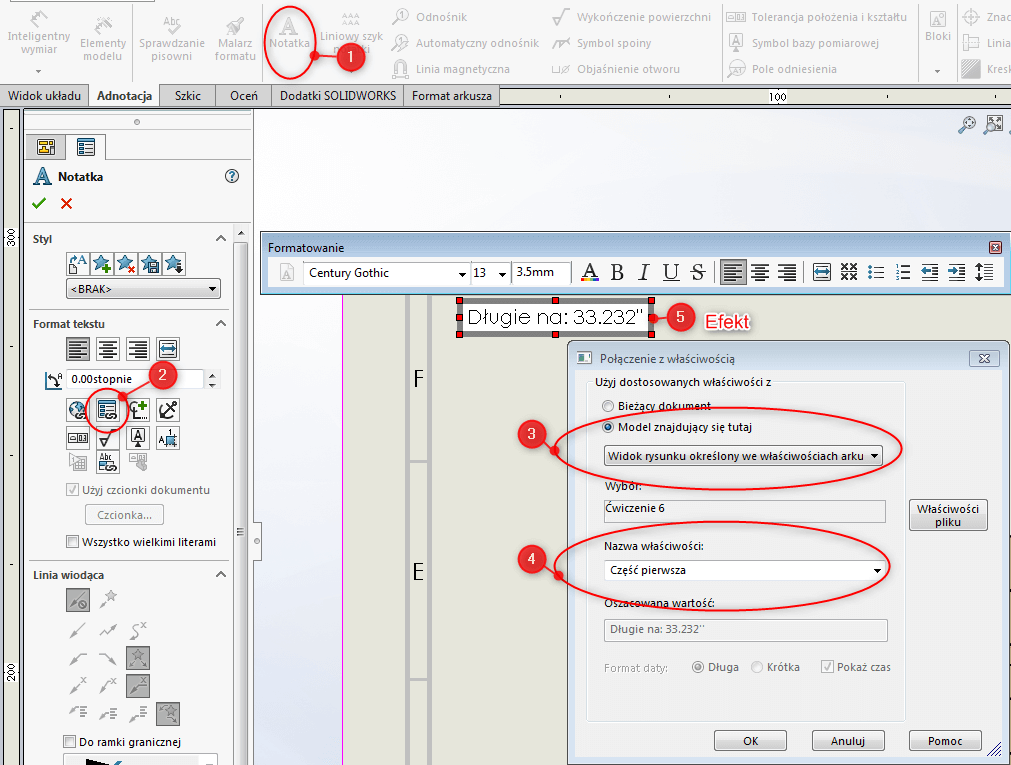 wstawianie notatki solidworks odnośnik