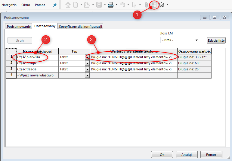 właściwości pliku solidworks odnośnik