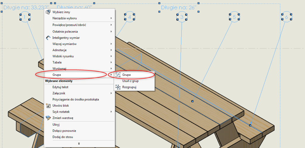 zgrupowanie grupowanie odnośników solidworks dokumentacja rysunek