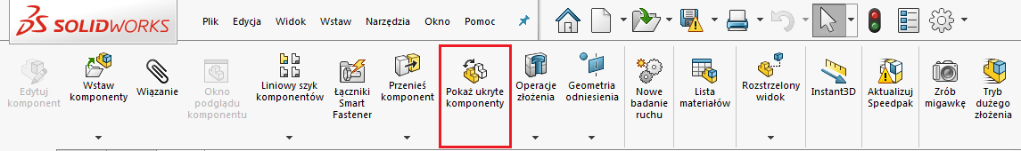 złożenie pokaż ukryte komponenty