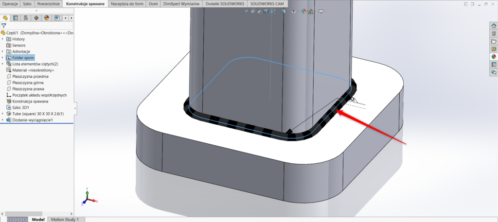 Ścieg spoiny solidworks