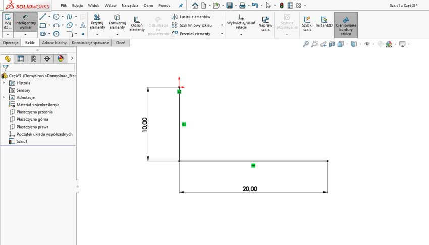 Ubytek materiału w tabeli zgięć - SOLIDWORKS
