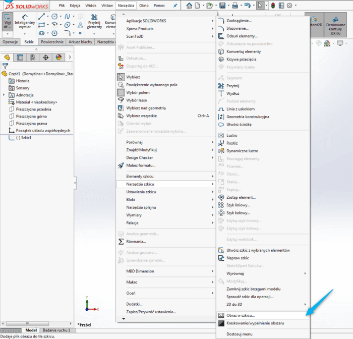 SOLIDWORKS - obraz w szkicu - DPS TODAY - DPS Software
