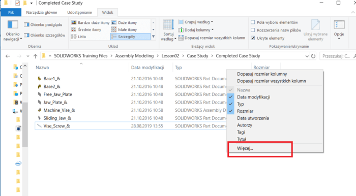 Solidworks - wyświetlanie wersji pliku